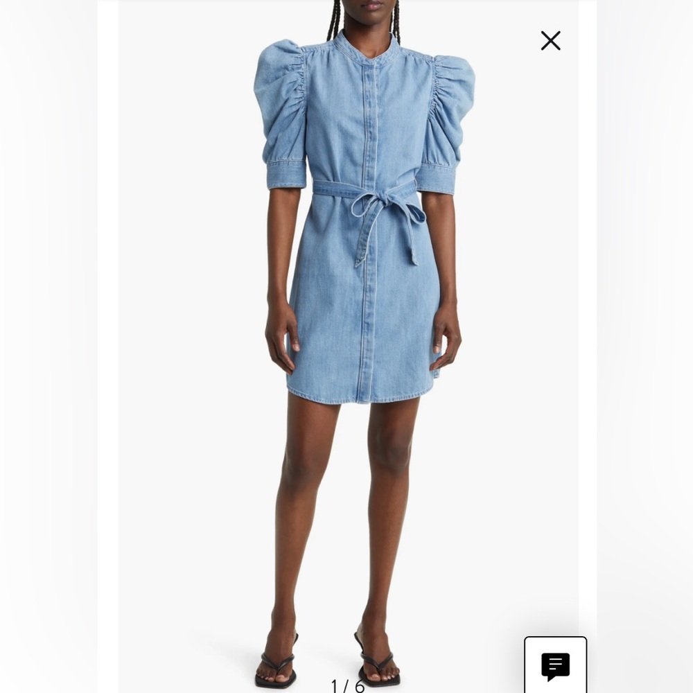 Frame Gillian Puff Sleeve Denim Shirtdress